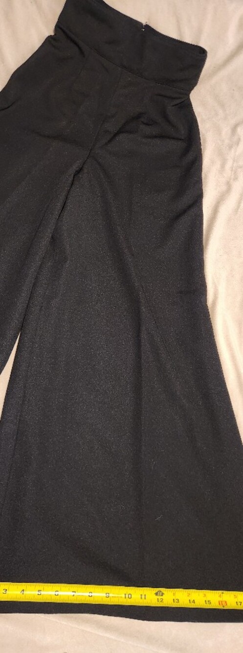 Dark Academia Custom Black Wide Leg Pants - Handmade High Rise Flowy Trousers XS - Picture 3 of 8